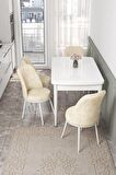 Rovena Bade Beyaz 70x114 Açılabilir Mdf Mutfak Masası Takımı 4 Adet Sandalye
