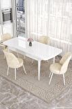 Rovena Bade Beyaz 70x114 Açılabilir Mdf Mutfak Masası Takımı 4 Adet Sandalye