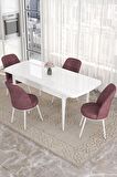 Rovena Bade Beyaz 70x114 Açılabilir Mdf Mutfak Masası Takımı 4 Adet Sandalye