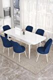 Rovena Bade Beyaz 70x114 Açılabilir Mdf Mutfak Masası Takımı 6 Adet Sandalye