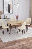 Rovena Bade Meşe 70x114 Açılabilir Mdf Mutfak Masası Takımı 4 Adet Sandalye