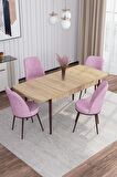 Rovena Bade Meşe 70x114 Açılabilir Mdf Mutfak Masası Takımı 4 Adet Sandalye