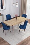 Rovena Bade Meşe 70x114 Açılabilir Mdf Mutfak Masası Takımı 4 Adet Sandalye