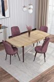 Rovena Bade Meşe 70x114 Açılabilir Mdf Mutfak Masası Takımı 4 Adet Sandalye