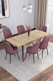 Rovena Bade Meşe 70x114 Açılabilir Mdf Mutfak Masası Takımı 6 Adet Sandalye