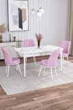 Rovena Bade Beyaz Mermer 70x114 Açılabilir Mdf Mutfak Masası Takımı 4 Adet Sandalye