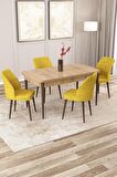 Rovena Lora Meşe 70x114 Açılabilir Mdf Mutfak Masası Takımı 4 Adet Sandalye