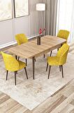 Rovena Lora Meşe 70x114 Açılabilir Mdf Mutfak Masası Takımı 4 Adet Sandalye