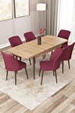Rovena Lora Meşe 70x114 Açılabilir Mdf Mutfak Masası Takımı 6 Adet Sandalye