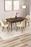 Rovena Lora Barok 70x114 Açılabilir Mdf Mutfak Masası Takımı 4 Adet Sandalye