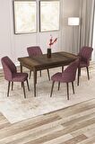 Rovena Lora Barok 70x114 Açılabilir Mdf Mutfak Masası Takımı 4 Adet Sandalye