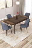Rovena Lora Barok 70x114 Açılabilir Mdf Mutfak Masası Takımı 4 Adet Sandalye