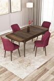Rovena Lora Barok 70x114 Açılabilir Mdf Mutfak Masası Takımı 4 Adet Sandalye