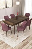 Rovena Lora Barok 70x114 Açılabilir Mdf Mutfak Masası Takımı 6 Adet Sandalye