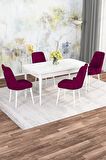 Rovena Rose Beyaz 70x114 Açılabilir Mdf Mutfak Masası Takımı 4 Adet Sandalye