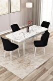 Rovena Lora Beyaz Mermer 70x114 Açılabilir Mdf Mutfak Masası Takımı 4 Adet Sandalye
