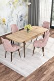 Rovena Rose Meşe 70x114 Açılabilir Mdf Mutfak Masası Takımı 4 Adet Sandalye