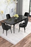 Rovena Rose  Siyah Mermer 70x114 Açılabilir Mdf Mutfak Masası Takımı 4 Adet Sandalye