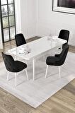 Rovena Pavia Beyaz 70x114 Açılabilir Suntalam Mutfak Masası Takımı 4 Adet Sandalye