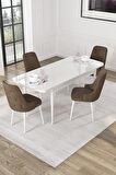Rovena Pavia Beyaz 70x114 Açılabilir Suntalam Mutfak Masası Takımı 4 Adet Sandalye