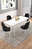 Rovena Rain Beyaz 70x114 Açılabilir Mdf Mutfak Masası Takımı 4 Adet Sandalye