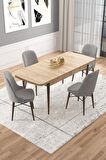 Rovena Rain Meşe 70x114 Açılabilir Mdf Mutfak Masası Takımı 4 Adet Sandalye