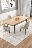 Rovena Rain Meşe 70x114 Açılabilir Mdf Mutfak Masası Takımı 4 Adet Sandalye