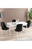 Rovena Amber Beyaz 70X114 Açılabilir Mdf Mutfak Masası Takımı 4 Adet Sandalye