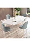 Rovena Amber Beyaz 70X114 Açılabilir Mdf Mutfak Masası Takımı 4 Adet Sandalye