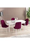 Rovena Amber Beyaz 70X114 Açılabilir Mdf Mutfak Masası Takımı 4 Adet Sandalye