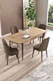 Rovena Amber Meşe 70x114 Açılabilir Mdf Mutfak Masası Takımı 4 Adet Sandalye