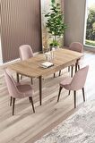 Rovena Amber Meşe 70x114 Açılabilir Mdf Mutfak Masası Takımı 4 Adet Sandalye