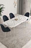 Rovena Talia Beyaz 70x114 Açılabilir Mdf Mutfak Masası Takımı 4 Adet Sandalye