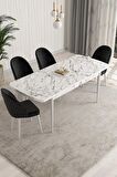 Rovena Talia Beyaz 70x114 Açılabilir Mdf Mutfak Masası Takımı 4 Adet Sandalye