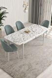 Rovena Talia Beyaz 70x114 Açılabilir Mdf Mutfak Masası Takımı 4 Adet Sandalye