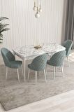 Rovena Talia Beyaz Mermer 70x114 Açılabilir Mdf Mutfak Masası Takımı 4 Adet Sandalye