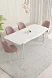 Rovena Liora Beyaz 70x114 Açılabilir Mdf Mutfak Masası Takımı 4 Adet Sandalye
