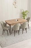 Rovena Liora Meşe 70x114 Açılabilir Mdf Mutfak Masası Takımı 4 Adet Sandalye