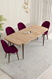 Rovena Liora Meşe 70x114 Açılabilir Mdf Mutfak Masası Takımı 4 Adet Sandalye