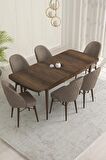 Rovena Liora Barok 70x114 Açılabilir Mdf Mutfak Masası Takımı 6 Adet Sandalye