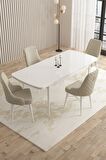 Rovena Almira Beyaz 70x114 Açılabilir Mdf Mutfak Masası Takımı 4 Adet Sandalye
