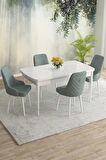 Rovena Blanca Beyaz 80x132 Açılabilir Mdf Mutfak Masası Takımı 4 Adet Sandalye