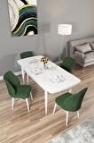 Rovena Mary Beyaz 70x114 Açılabilir Mdf Mutfak Masası Takımı 4 Adet Sandalye
