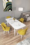 Rovena Mary Beyaz 70x114 Açılabilir Mdf Mutfak Masası Takımı 4 Adet Sandalye