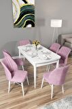 Rovena Mary Beyaz 70x114 Açılabilir Mdf Mutfak Masası Takımı 6 Adet Sandalye