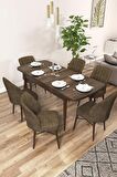 Rovena Mary Barok 70x114 Açılabilir Mdf Mutfak Masası Takımı 6 Adet Sandalye