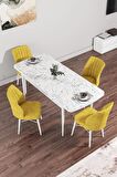 Rovena Mary Beyaz Mermer 70x114 Açılabilir Mdf Mutfak Masası Takımı 4 Adet Sandalye