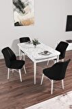 Rovena Mary Beyaz Mermer 70x114 Açılabilir Mdf Mutfak Masası Takımı 4 Adet Sandalye