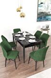 Rovena Mary Siyah Mermer 70x114 Açılabilir Mdf Mutfak Masası Takımı 6 Adet Sandalye