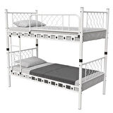 Reyo Metis Genç Çocuk Yatak Odası Metal Beyaz Ranza 90x200